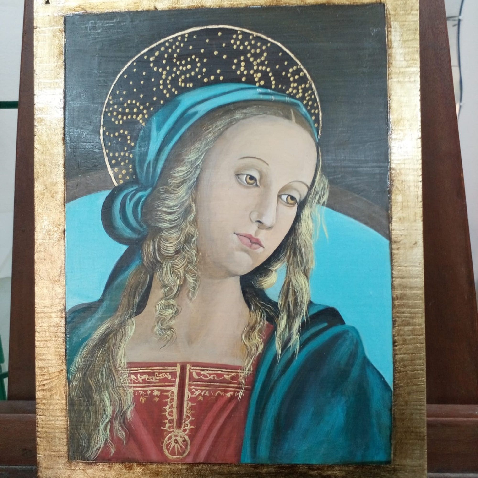 Per info e acquisto: <a href="mailto:studioartelidiavici@gmail.com">studioartelidiavici@gmail.com</a><br>Particolare della Madonna in Trono di Pietro Perugino, olio su tavola 33 x 27 cm.